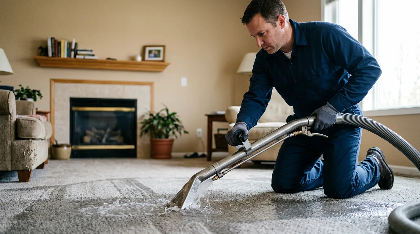 Water damage restoration technician working near Meridian, OK